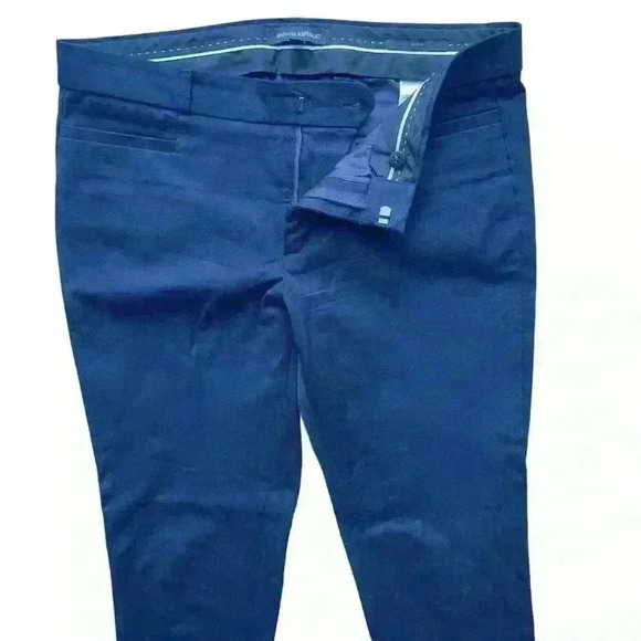 BANANA REPUBLIC Women’s Sz 8 Navy Ponte Knit Ankle Trouser Pants Pockets Stretch - Picture 3 of 9